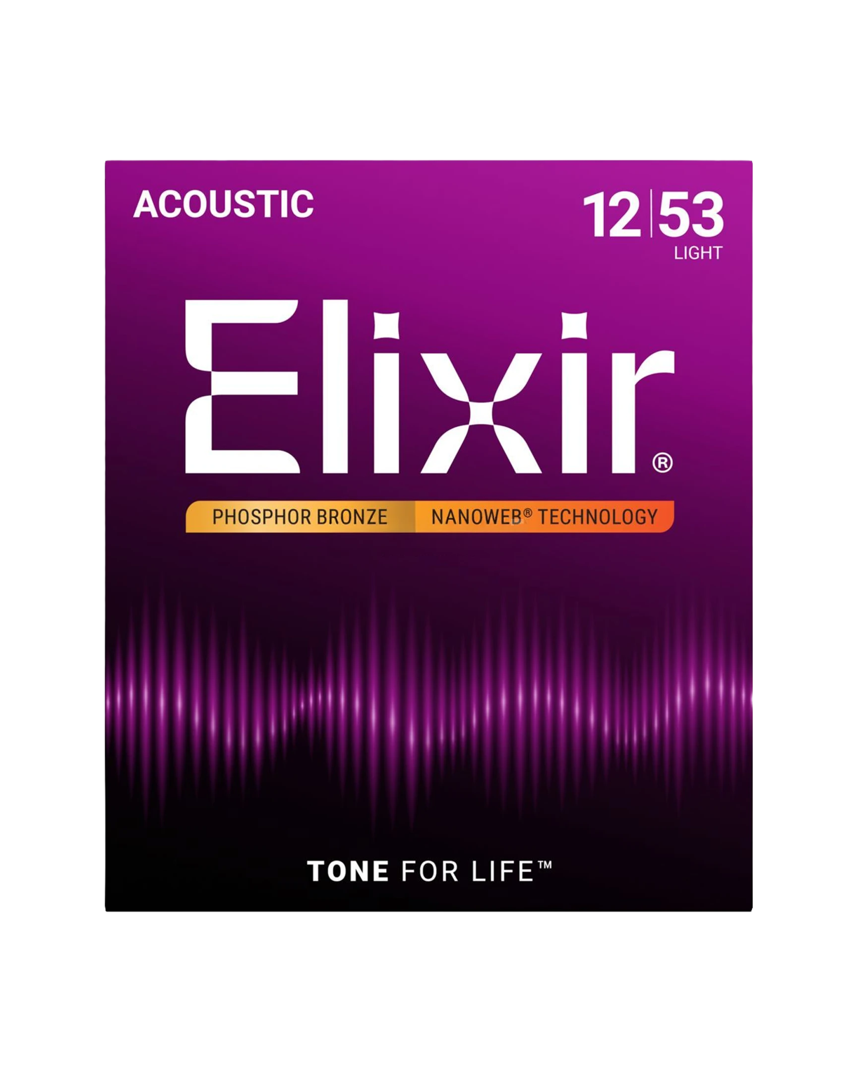 elixir 12 53 Elixir Nanoweb Acoustic Guitar Strings 12–53 – Phosphor Bronze (Light Gauge) - Image 1