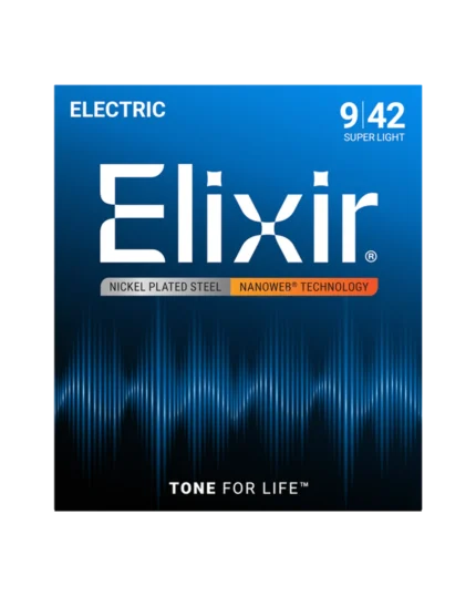 Elixir Nanoweb Electric Guitar Strings 9–42 – Nickel Plated Steel (Super Light)