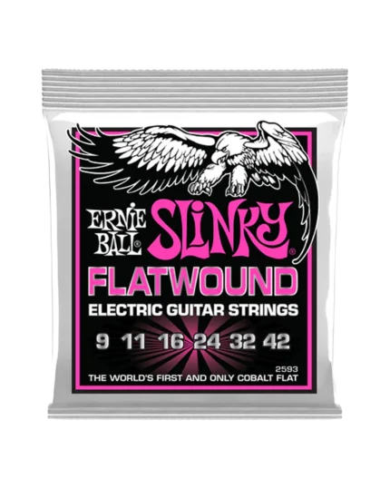 Ernie Ball Flatwound Electric Guitar Strings 9–42 – Stainless Steel Flatwound