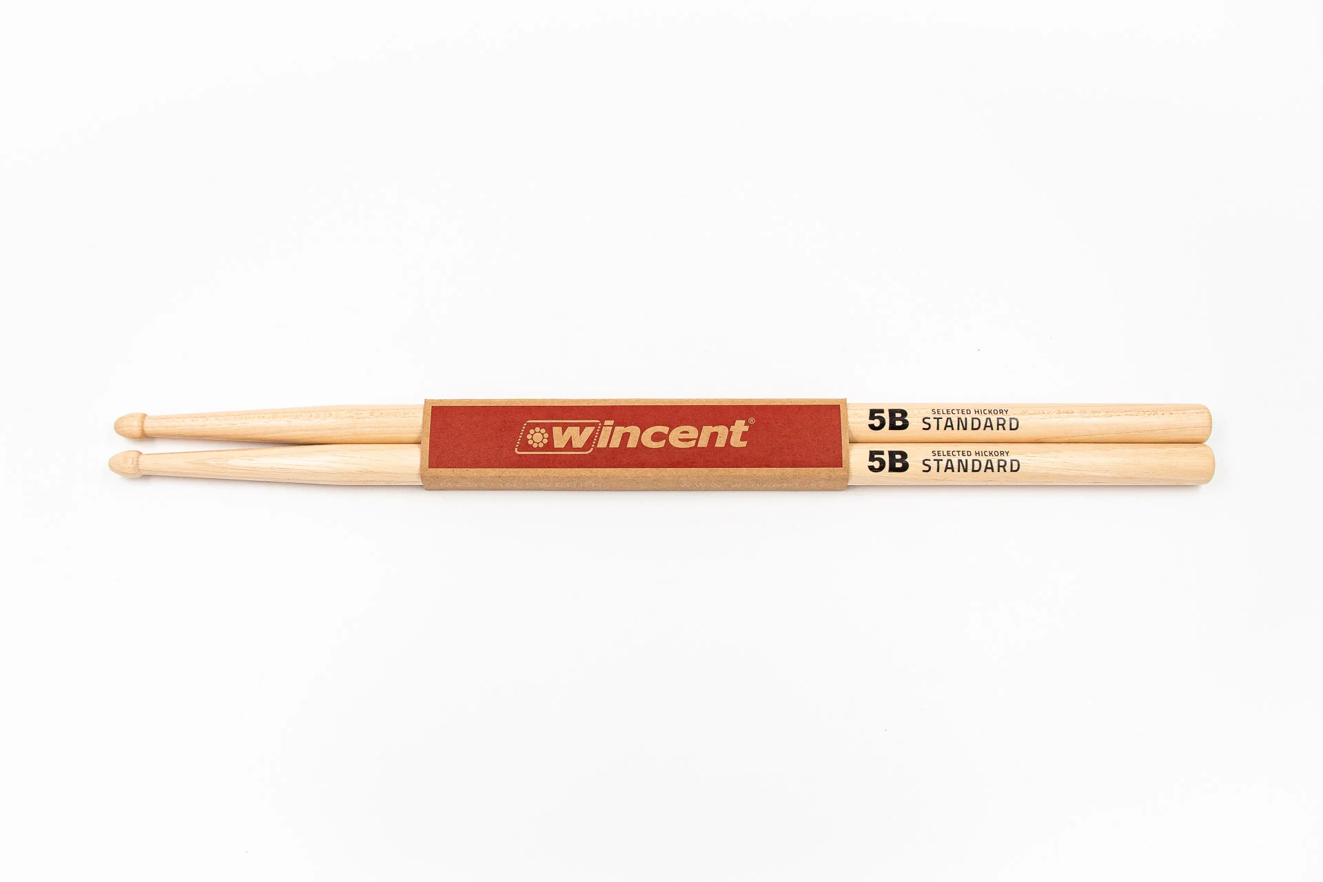 W-5B-Sleeve_jpg Wincent 5B Hickory Drumsticks - Wood Tip - Image 1